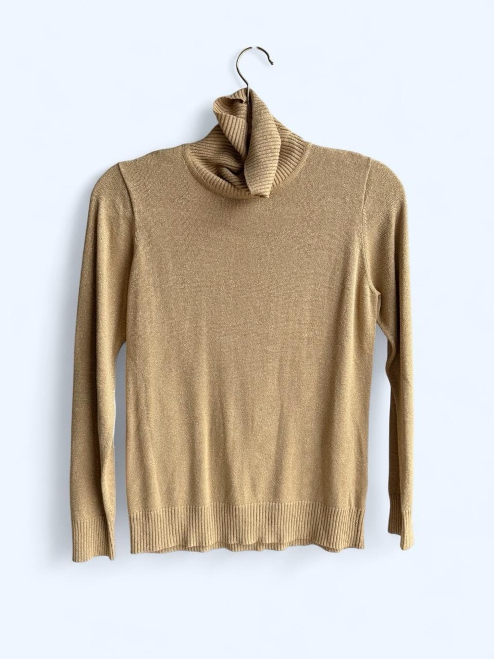 Joseph A Gold Ribbed Turtleneck Sweater